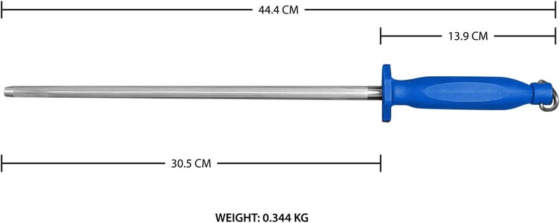 Kitchen Master 12 Inch Stainless Steel Sharpening Steel (Blue) | Professional Honing Rod, KMK060 - Image 2